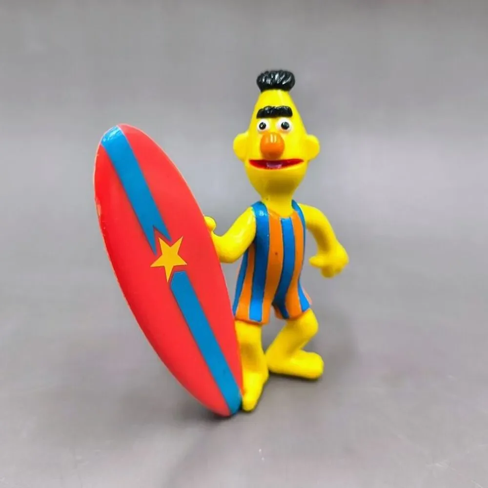 Vintage Sesame Street Beach PVC Figure Lot - Cookie Monster, Bert, Ernie, Elmo